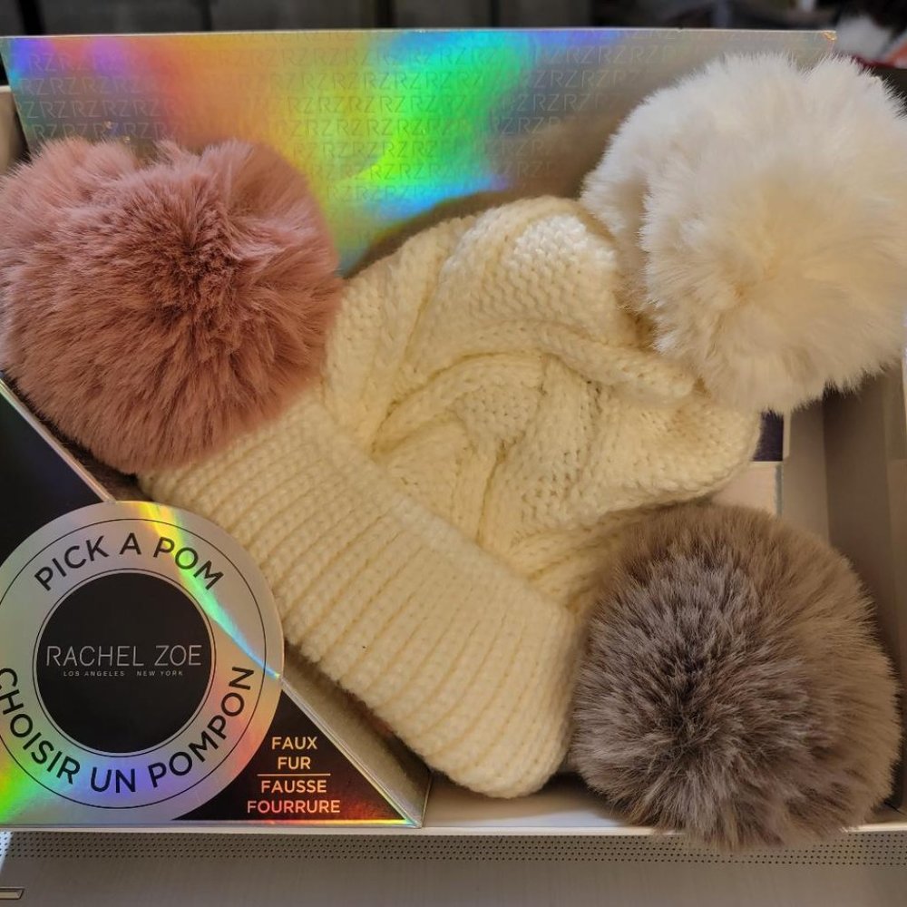 Rachel Zoe Pick-A-Pom Women’s Winter Cream Hat - NWT